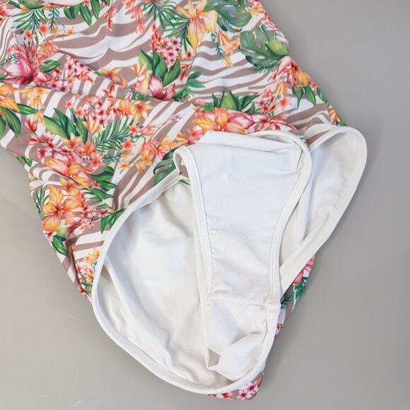 L Space Dakota One Piece Tropical Print Swimsuit Strappy V-Neck Open Back Beach - Picture 4 of 8